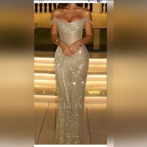Women's Sparkling Gold Prom Dress